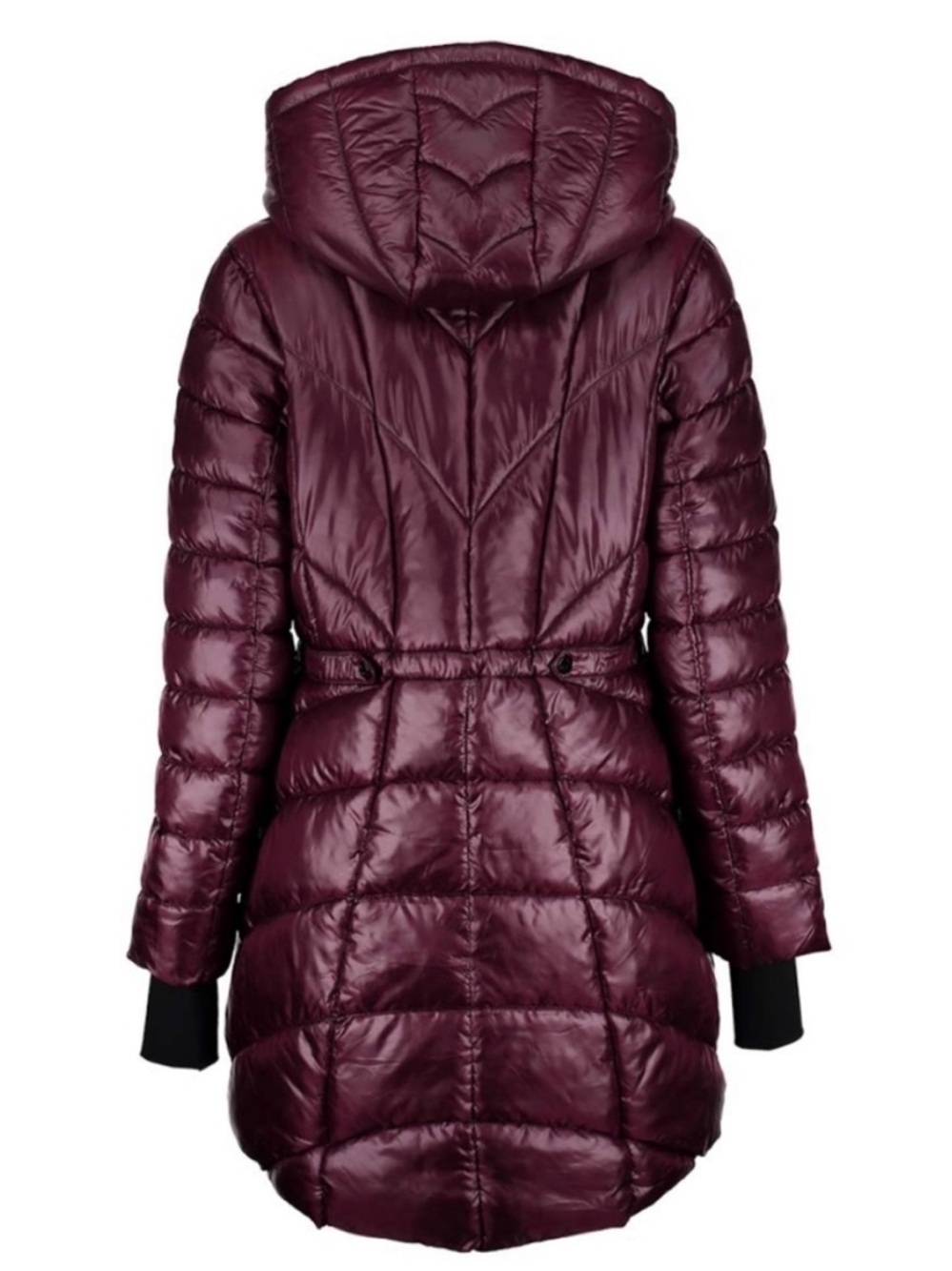 Jessica Simpson Quilted Hooded Puffer Coat - Cranberry - Picture 5 of 7